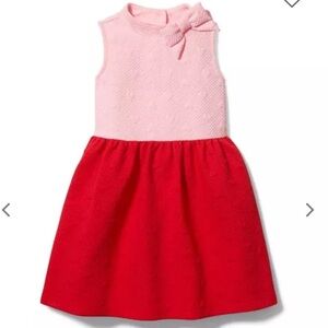 Janie and Jack Colorblock Red & Pink Quilted Heart Valentines Dress SIZE 2T